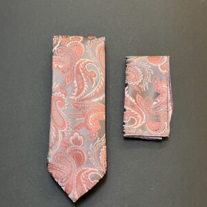 ست کراوات و دستمال جیب vip مدل آتشی صورتی