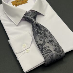 ست کراوات و دستمال vip مدل آتشی نقره ای