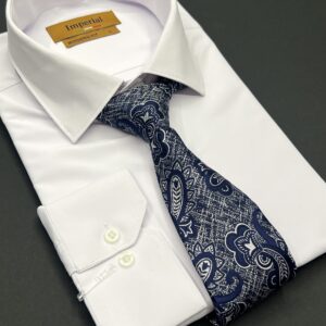 ست کراوات و دستمال جیب vip مدل بته جقه سرمه ای