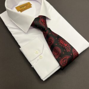 ست کراوات و دستمال جیب vip مدل بته جقه زرشکی