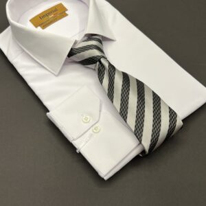 کراوات و دستمال جیب vip مدل نقره ای کجراه